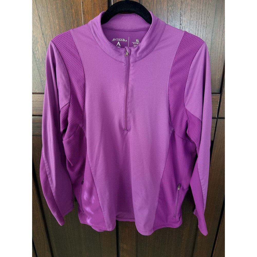 Antigua Apparel golf Dynamite Quarter Zip Purple Pullover Womens Size XL‎